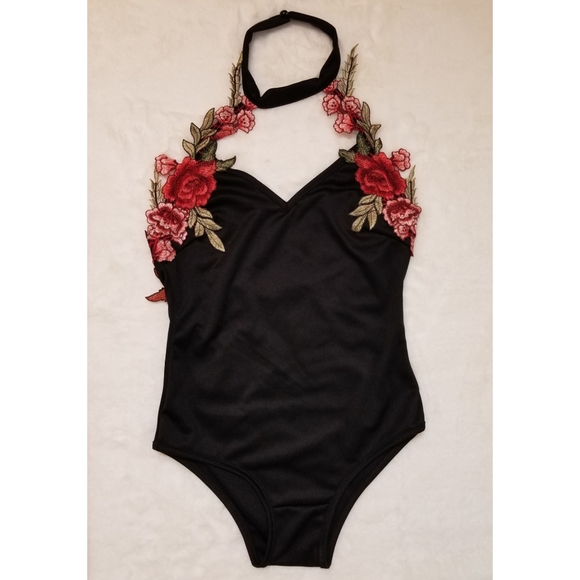 Tops - Embroidery Floral Bodysuit